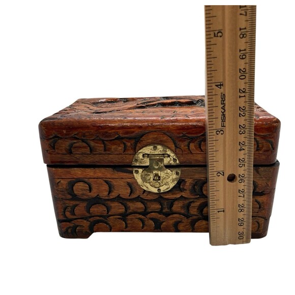 VTG Artisan Carved Wood Jewelry Trinket Treasure Box Bird Cottagecore - Picture 7 of 8